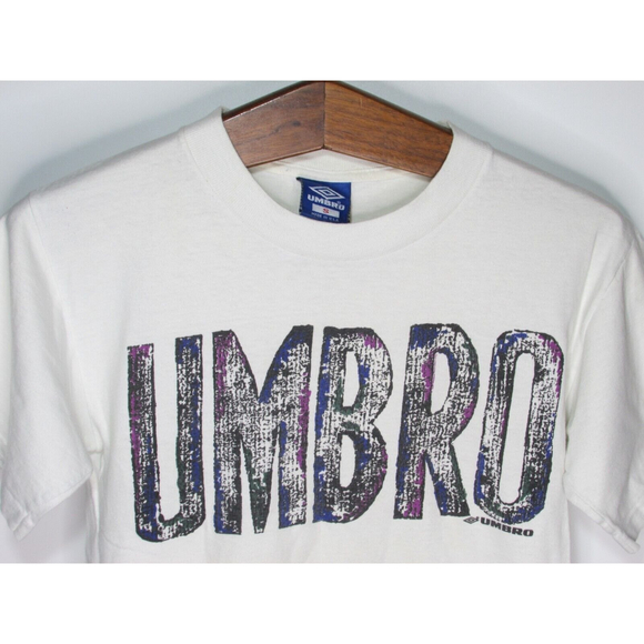 Men's Vintage Umbro White Graphic Short Sleeve T-shirt Size Small Made In USA - Picture 2 of 6